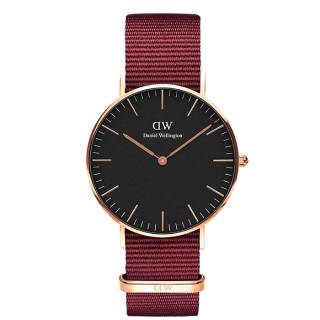 ΡΟΛΟΙ DANIEL WELLINGTON DW00100273  DANIEL WELLINGTON Roselyn Bordeaux Fabric Strap 36mm