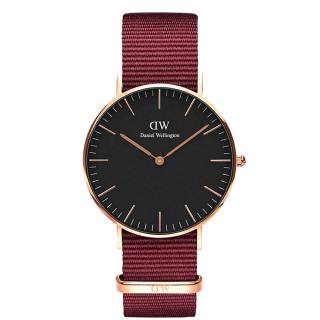 ΡΟΛΟΙ DANIEL WELLINGTON DW00500147 DANIEL WELLINGTON Roselyn Bordeaux Fabric Strap + Bayswater Strap Gift Set 36mm