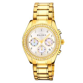 ΡΟΛΟΙ ELIXA  E084-L319 ELIXA Enjoy Crystals Chronograph Gold Stainless Steel Bracelet