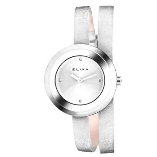 ΡΟΛΟΙ ELIXA  E092-L352 ELIXA Finesse Crystals Silver Leather Strap