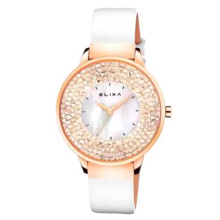 ΡΟΛΟΙ ELIXA E114-L463 ELIXA Finesse Crystals White Leather Strap