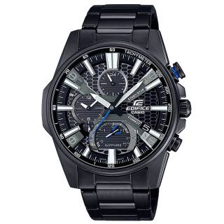 ΡΟΛΟΙ  CASIO EQB-1200DC-1AER CASIO Edifice Solar Bluetooth Chronograph Black Silver Stainless Steel Bracelet