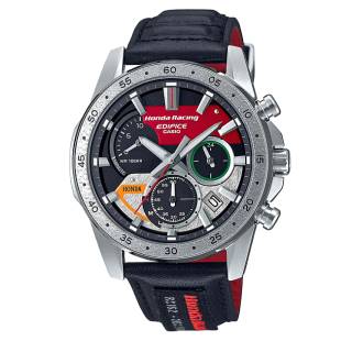 ΡΟΛΟΙ  CASIO  EQS-930HR-1AER CASIO Edifice Solar Chronograph Black Leather Strap Special Limited Edition Honda