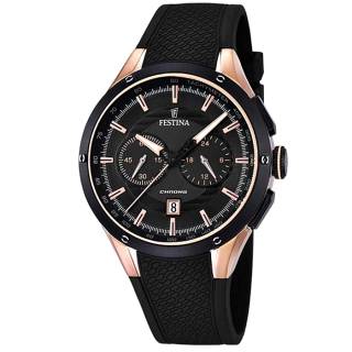 ΡΟΛΟΙ FESTINA F16831/2 FESTINA Multifunction Mens Rose Gold Black Rubber Strap