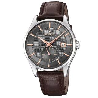 ΡΟΛΟΙ FESTINA F20277/3 FESTINA Retro Brown Leather Strap