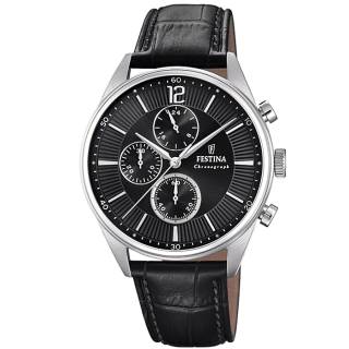 ΡΟΛΟΙ FESTINA F20286/4 FESTINA Timeless Chronograph Black Leather Strap