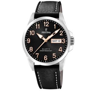 ΡΟΛΟΙ FESTINA F20358/D FESTINA Gents Black Leather Strap