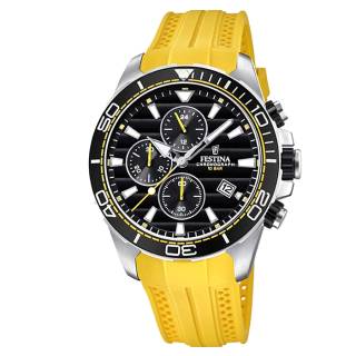 ΡΟΛΟΙ FESTINA F20370/2 FESTINA Men's Chronograph Yellow Rubber Strap