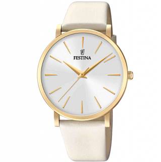 ΡΟΛΟΙ FESTINA  F20372/1 FESTINA Ladies White Leather Strap