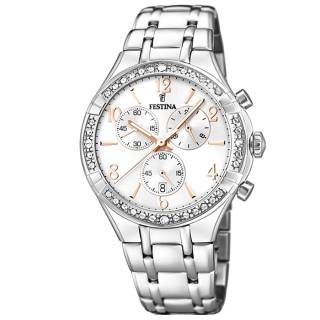 ΡΟΛΟΙ FESTINA F20392/1 FESTINA Ladies Crystals Chronograph Silver Stainless Steel Bracelet