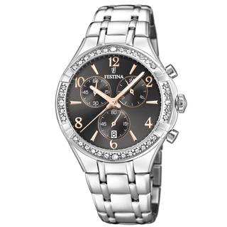 ΡΟΛΟΙ FESTINA F20392/4 FESTINA Ladies Crystals Chronograph Silver Stainless Steel Bracelet