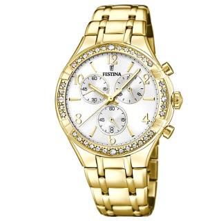 ΡΟΛΟΙ FESTINA F20395/1 FESTINA Ladies Crystals Chronograph Gold Stainless Steel Bracele