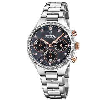 ΡΟΛΟΙ FESTINA F20401/4 FESTINA Boyfriend Chronograph Crystals Silver Stainless Steel Bracelet