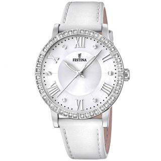 ΡΟΛΟΙ FESTINA F20412/1 FESTINA Ladies Crystals White Leather Strap