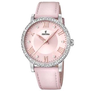 ΡΟΛΟΙ FESTINA F20412/2 FESTINA Ladies Crystals Pink Leather Strap