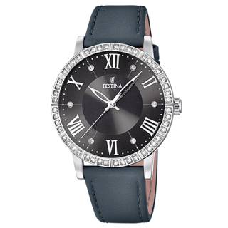 ΡΟΛΟΙ FESTINA F20412/4 FESTINA Crystals Black Leather Strap