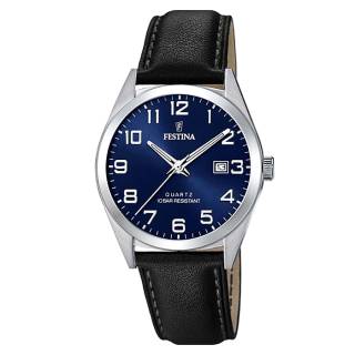 ΡΟΛΟΙ FESTINA F20446/2  FESTINA Men's Black Leather Strap