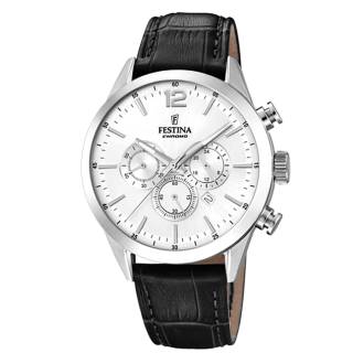 ΡΟΛΟΙ FESTINA   F20542/1 FESTINA Chronograph Black Leather Strap