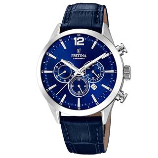 ΡΟΛΟΙ FESTINA   F20542/2 FESTINA Chronograph Blue Leather Strap