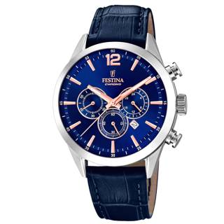 ΡΟΛΟΙ FESTINA   F20542/4 FESTINA Chronograph Blue Leather Strap