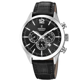 ΡΟΛΟΙ FESTINA   F20542/5 FESTINA Timeless Chronograph Black Leather Strap