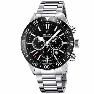 ΡΟΛΟΙ FESTINA F20575/3 FESTINA Ceramic Chronograph Silver Stainless Steel Bracelet