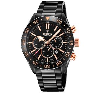 ΡΟΛΟΙ FESTINA  F20577/1 FESTINA Ceramic Chronograph Black Stainless Steel Bracelet