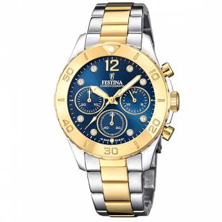 ΡΟΛΟΙ FESTINA F20604/3 FESTINA Crystals Chronograph Two Tone Stainless Steel Bracelet