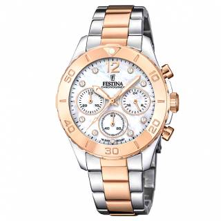 ΡΟΛΟΙ FESTINA F20605/1 FESTINA Crystals Chronograph Two Tone Stainless Steel Bracelet