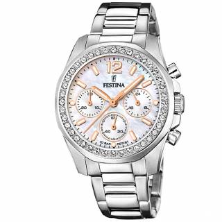 ΡΟΛΟΙ FESTINA F20606/1 FESTINA Crystals Chronograph Silver Stainless Steel Bracelet