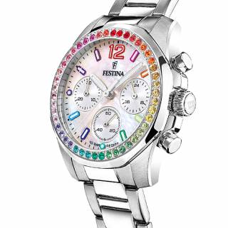 ΡΟΛΟΙ FESTINA F20606/2 FESTINA Zircons Chronograph Silver Stainless Steel Bracelet