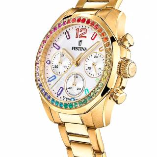 ΡΟΛΟΙ FESTINA  F20609/2 FESTINA Zircons Chronograph Gold Stainless Steel Bracelet