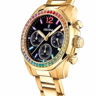 ΡΟΛΟΙ FESTINA  F20609/3 FESTINA Zircons Chronograph Gold Stainless Steel Bracelet