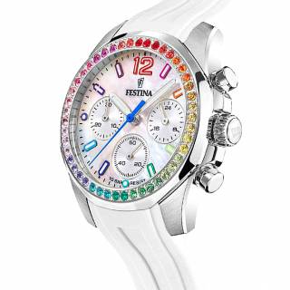 ΡΟΛΟΙ FESTINA F20610/2 FESTINA Zircons Chronograph White Rubber Strap