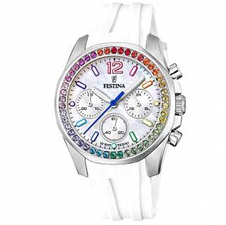 ΡΟΛΟΙ FESTINA F20610/2 FESTINA Zircons Chronograph White Rubber Strap