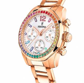 ΡΟΛΟΙ FESTINA F20639/2 FESTINA Zircons Chronograph Rose Gold Stainless Steel Bracelet