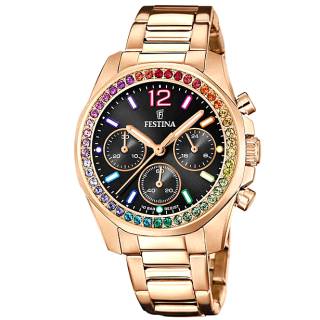 ΡΟΛΟΙ FESTINA  F20639/3 FESTINA Crystals Chronograph Rose Gold Stainless Steel Bracele