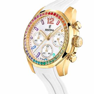 ΡΟΛΟΙ FESTINA  F20650/2 FESTINA Zircons Chronograph White Rubber Strap