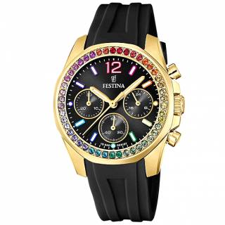 ΡΟΛΟΙ FESTINA  F20650/3 FESTINA Zircons Chronograph Black Rubber Strap