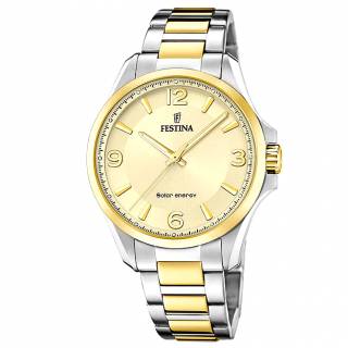 ΡΟΛΟΙ FESTINA F20657/2 FESTINA Crystals Solar Two Tone Stainless Steel Bracelet