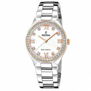 ΡΟΛΟΙ FESTINA F20658/1 FESTINA Crystals Solar Silver Stainless Steel Bracelet