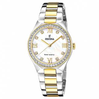 ΡΟΛΟΙ FESTINA F20659/1 FESTINA Crystals Solar Two Tone Stainless Steel Bracelet