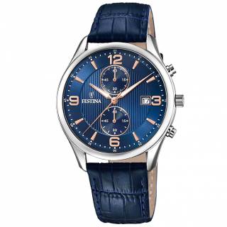 ΡΟΛΟΙ FESTINA F6855/6 FESTINA Chronograph Blue Leather Strap