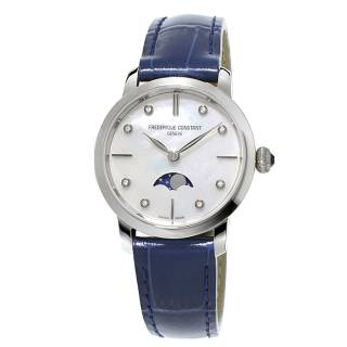 ΡΟΛΟΙ FREDERIQUE CONSTANT  FC-206MPWD1S6 FREDERIQUE CONSTANT Slimline Diamonds Blue Leather Strap