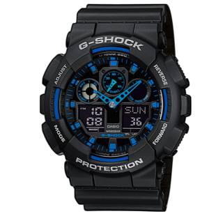 ΡΟΛΟΙ CASIO  GA-100-1A2ER CASIO G-Shock Anadigi Black Rubber Strap