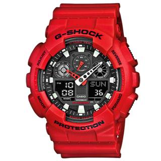 ΡΟΛΟΙ CASIO GA-100B-4AER CASIO G-SHOCK Chronograph Red Rubber Strap