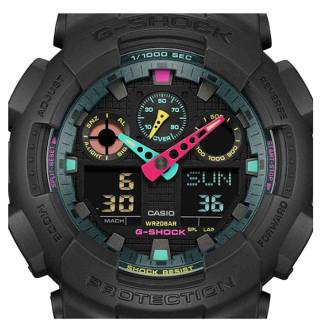 ΡΟΛΟΙ CASIO GA-100MF-1AER G-SHOCK Dual Time Chronograph Black Rubber Strap