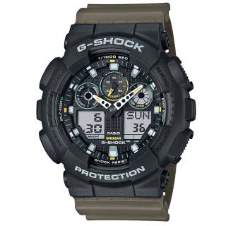 ΡΟΛΟΙ CASIO GA-100TU-1A3ER G-SHOCK Dual Time Chronograph Olive Green Rubber Strap