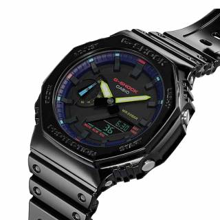 ΡΟΛΟΙ CASIO GA-2100RGB-1AER G-SHOCK Dual Time Chronograph Black Rubber Strap