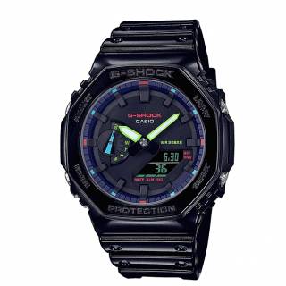 ΡΟΛΟΙ CASIO GA-2100RGB-1AER G-SHOCK Dual Time Chronograph Black Rubber Strap